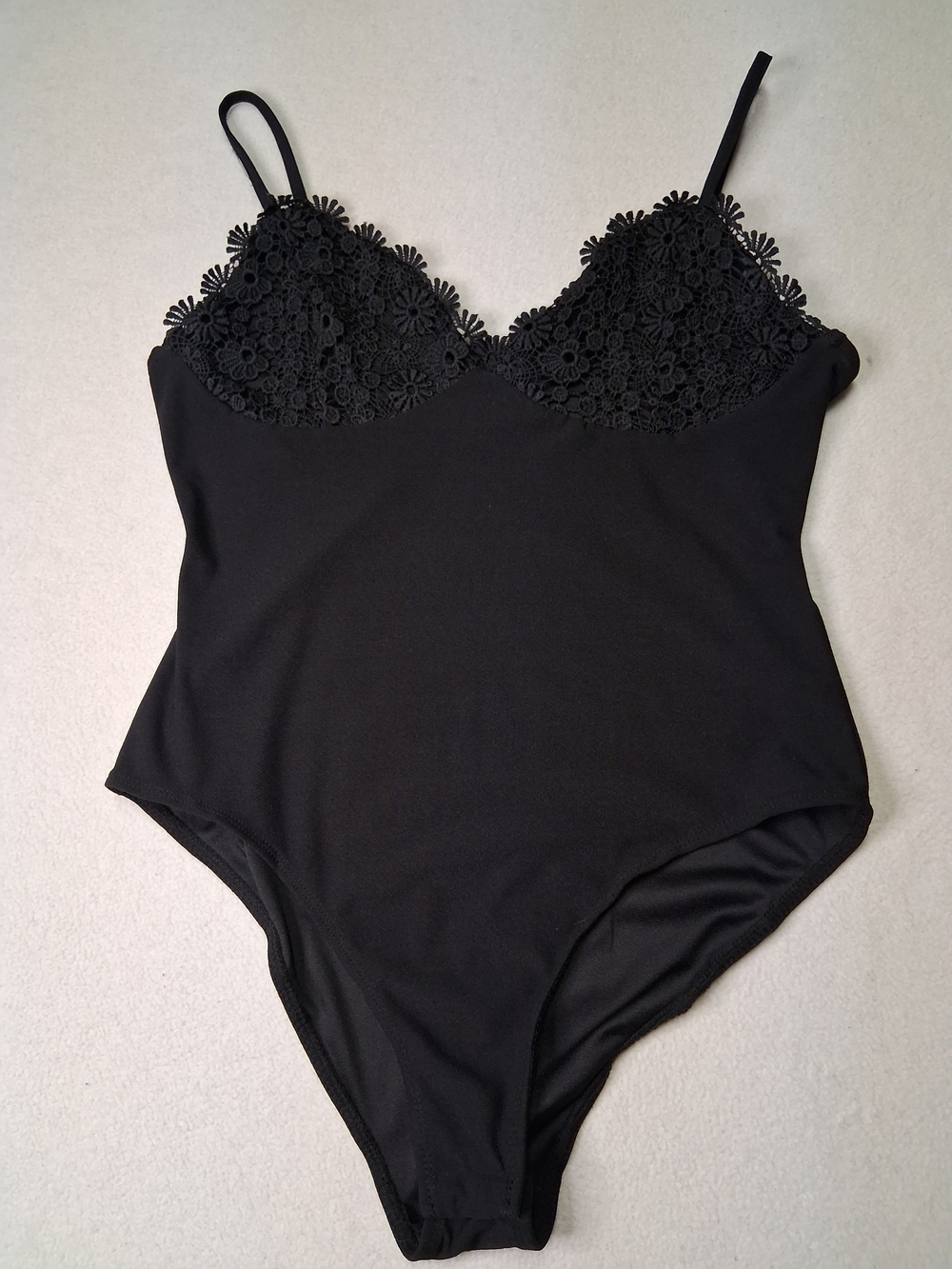 Ardene Black Lace-Trim Bodysuit